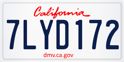 CA license plate 7LYD172