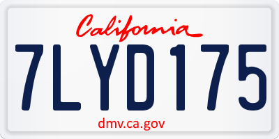 CA license plate 7LYD175