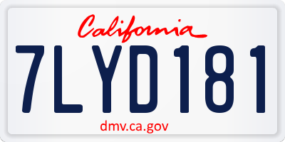 CA license plate 7LYD181
