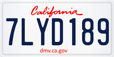 CA license plate 7LYD189