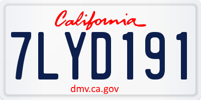 CA license plate 7LYD191