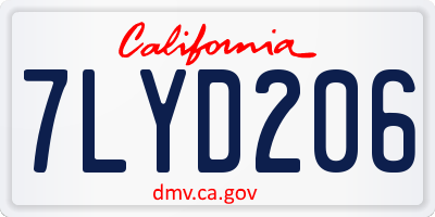 CA license plate 7LYD206