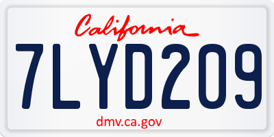 CA license plate 7LYD209