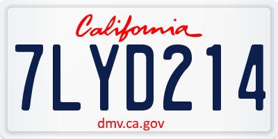 CA license plate 7LYD214