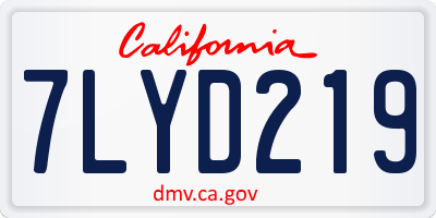 CA license plate 7LYD219