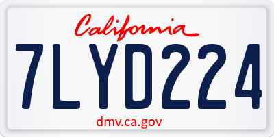 CA license plate 7LYD224