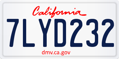 CA license plate 7LYD232