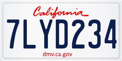CA license plate 7LYD234
