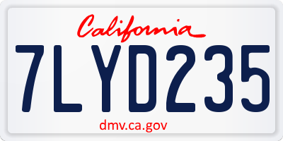 CA license plate 7LYD235