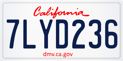 CA license plate 7LYD236