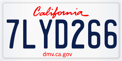 CA license plate 7LYD266