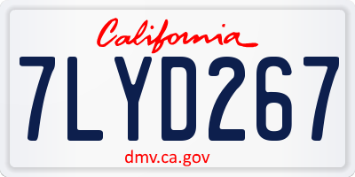 CA license plate 7LYD267