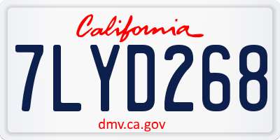 CA license plate 7LYD268