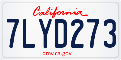 CA license plate 7LYD273
