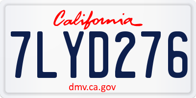 CA license plate 7LYD276