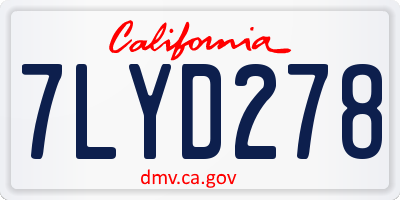 CA license plate 7LYD278
