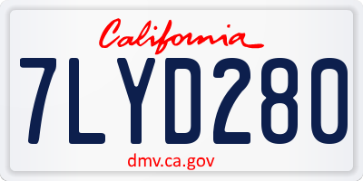 CA license plate 7LYD280