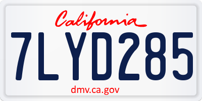 CA license plate 7LYD285