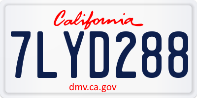 CA license plate 7LYD288