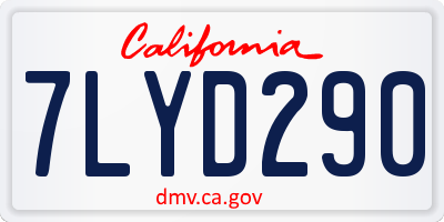 CA license plate 7LYD290