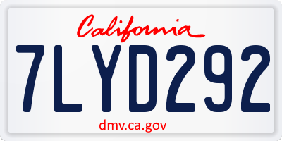 CA license plate 7LYD292