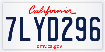 CA license plate 7LYD296