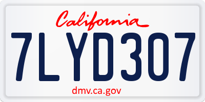 CA license plate 7LYD307