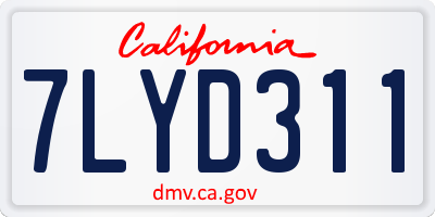 CA license plate 7LYD311