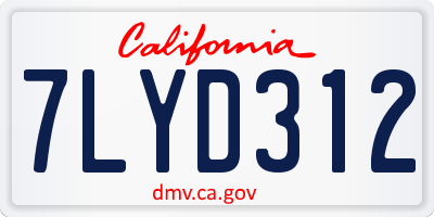 CA license plate 7LYD312