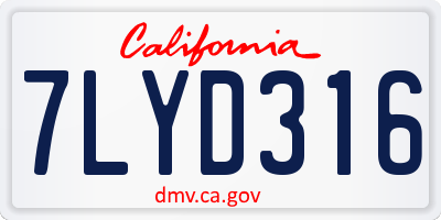 CA license plate 7LYD316