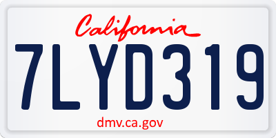 CA license plate 7LYD319