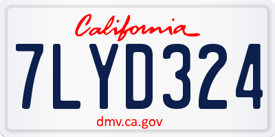 CA license plate 7LYD324