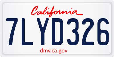 CA license plate 7LYD326