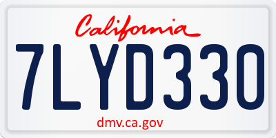 CA license plate 7LYD330