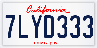 CA license plate 7LYD333