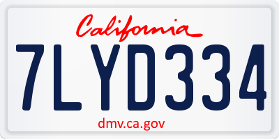 CA license plate 7LYD334