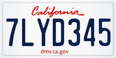 CA license plate 7LYD345