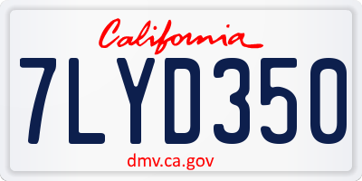 CA license plate 7LYD350