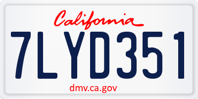 CA license plate 7LYD351