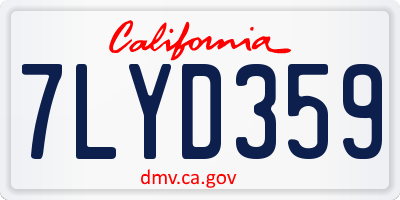 CA license plate 7LYD359