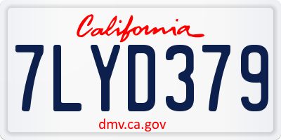 CA license plate 7LYD379