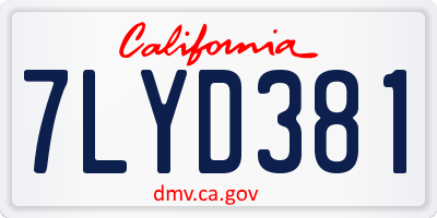 CA license plate 7LYD381