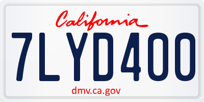 CA license plate 7LYD400