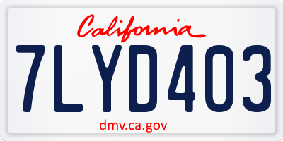 CA license plate 7LYD403