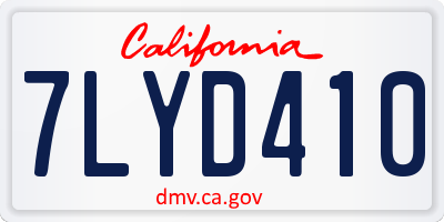 CA license plate 7LYD410