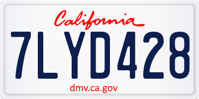 CA license plate 7LYD428