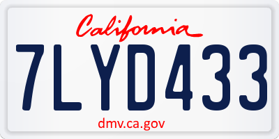 CA license plate 7LYD433