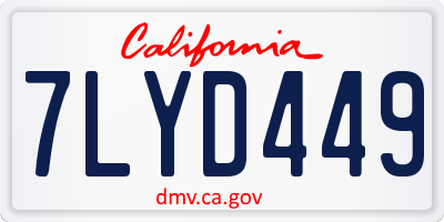 CA license plate 7LYD449