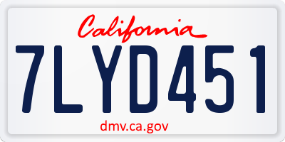 CA license plate 7LYD451