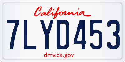 CA license plate 7LYD453